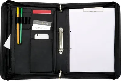 Produktbild von ONVAYA® Konferenzmappe A4 | schwarz | Aktenmappe | Businessmappe | Schreibmappe mit Block | strapazierfähiges Kunstleder | Dokumentenmappe