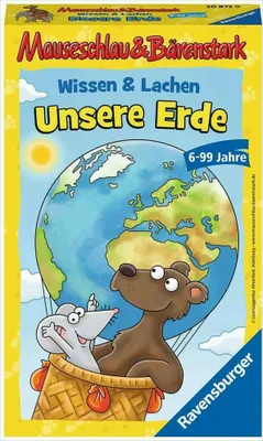 Produktbild von Ravensburger Mitbringspiel - 20873 - Mauseschlau&Bärenstark Wissen und Lachen Unsere Erde - Quiz- und Aktionsspiel mit Fragen rund um unsere Erde