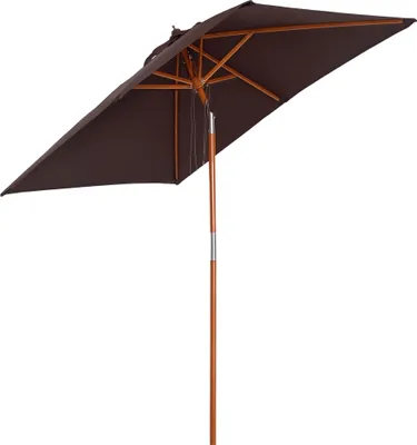 Produktbild von Sonnenschirm 200 x 150 x 235 cm Knickbarer Gartenschirm 3-stufig einstellbar rechteckig Strandschirm wasserabweisend und UV-beständig für Strand Balkon Terrasse Garten Kaffee