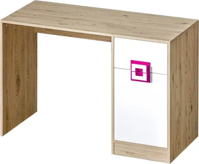 Produktbild von Furniture24 Schreibtisch NICO 10, mit Schubkasten und Tür Hell Eiche/Weiß/Rosa