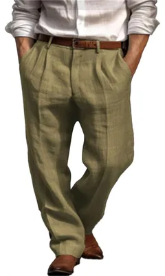 Imagen del producto de Pantalón ligero, color verde, corte recto, con bolsillos