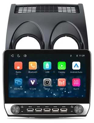 Obrázek produktu pro 10,1" autorádio pro Nissan Qashqai J10 (2006-2013) s duálními otočnými knoflíky, bezdrátovým CarPlay a Android Auto, Bluetooth a systémem Linux
