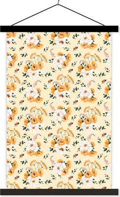 Produktbild von MuchoWow® Textilposter Anemone - Blumen - Pastell - Gelb 60x90 cm mit schwarzem Rahmen - Poster Wohnzimmer