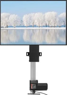 A motorized TV lift mount is shown against a white background.