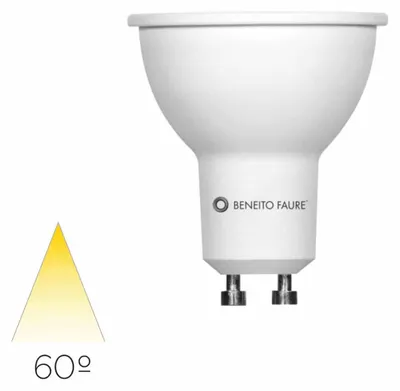 Zdjęcie produktu dla Żarówka LED GU10 6W dichroiczna, 60°, 2700K (ciepła), 570 lm, IP40, biała, do użytku wewnętrznego – Beneito & Faure