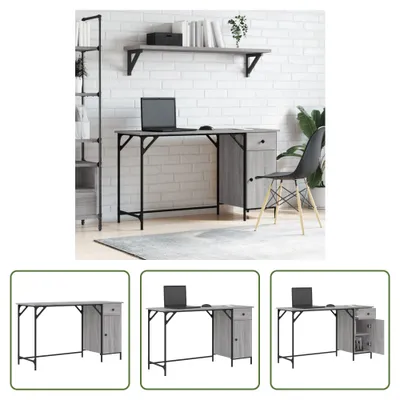Obrázek produktu pro The Living Store Počítačový stůl Grey Sonoma 131x48x75 cm Materiál na bázi dřeva