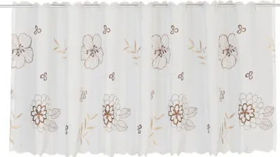 Produktbild von Elbersdrucke transparente Bistrogardine Javine Blumen 48x150 cm braun 179953 Vorhang für Küche Sichtschutz
