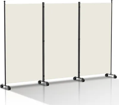 Produktbild von Jopassy Paravent mit Rollen 3 teilig Beige 263x181 cm Faltbarer Raumteiler Outdoor Trennwand Garten Sichtschutz Raumtrenner