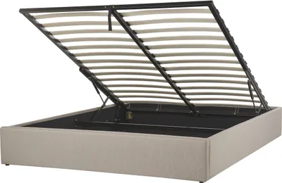 Obrázok produktu pre BELIANI Posteľ s roštom béžová polyesterová látka čalúnená s úložným priestorom 160 x 200 cm moderný dizajn