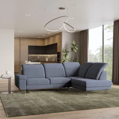Produktbild von Masseno Ecksofa LERMA R-S mit Schlaffunktion L-Form, Sofa mit Bettkasten, Wohnzimmersofa, Couch, Soffa, Bettsofa, Couchgarnitur- Grau, MONOLITH 85