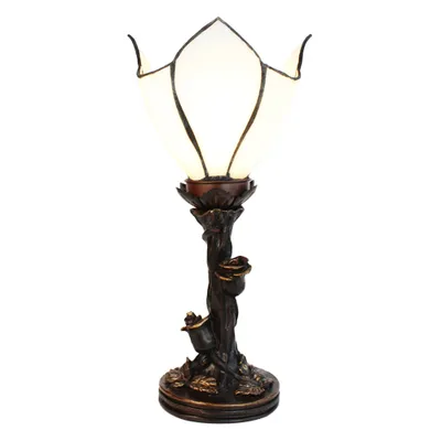 Produktbild von Clayre & Eef Tiffany Tischlampe 32 cm Weiß Braun Glas
