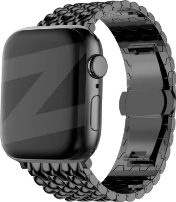 Produktbild von Bandz Stahlband 'Dragon' passend für Apple Watch 1/2/3/4/5/6/8/9/SE/Ultra (2) - Größe 42/44/45/49mm - Schwarzes Stahlband für Apple Watch