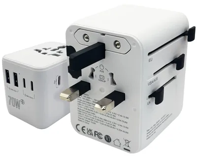 Produktbild von Weltadapter 70 W 3x USB-C 2x USB-A für USA, UK, Australien