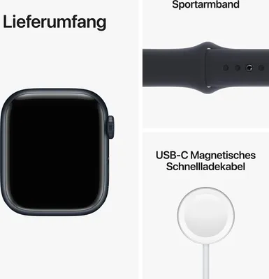 Image de Apple Watch Series 8 GPS + Cellular 41mm boîtier en aluminium Polarstern avec bracelet sport Polarstern, Couleur:Noir