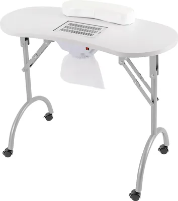 Produktbild von easybuy Manikürtisch, Weiß, 90x40x72,5 cm, klappbar, mit Absaugung, für Nagelstudio, aus MDF & Eisenrohr, Modern, Rollbar mit Bremsen, Bequeme Handgelenkauflage