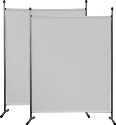 Produktbild von 2 Stück Paravent 150 x 190 cm Weiß - Raumteiler Stellwand Blickdicht Innen & Außen - Garten & Balkon Sichtschutz Trennwand