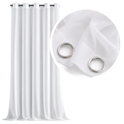 Produktbild von MEBLEODNOWA, Voile-Gardine mit Ösen, Glatter Voile, Weiß, 140x250 cm, Fenstergardine, Lichtdurchlässig, Pflegeleicht, Elegant