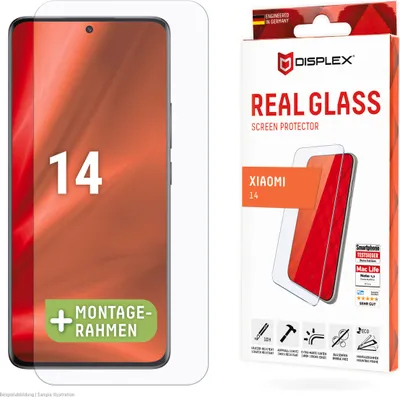 Produktbild von Displex Panzerglas (10H, 2D) für Xiaomi 14, Eco-Montagerahmen, kratzer-resistent, Xiaomi, Xiaomi 14, Trockene Anwendung, Stoßfest, Schmutzabweisend, Kratzresistent, Schockresistent, Transparent, 1 Stück(e)