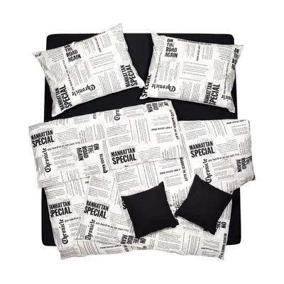 Produktbild von SCANquilt povlečení KLASIK DESIGN passengers newspaper smetanovočerná 100% bavlna 140 x 200/70 x 90 cm