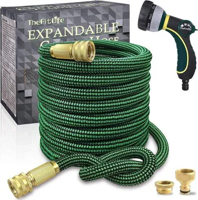 Immagine prodotto di Tubo da giardino Famanu con nucleo in lattice a tre strati e raccordi in metallo resistenti - 60 metri