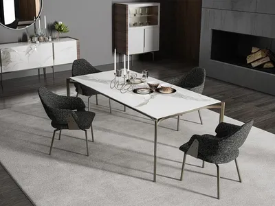 Immagine prodotto di Set sala da pranzo 8 pezzi mobili tavolo da pranzo sedie 4x mobili in legno credenza