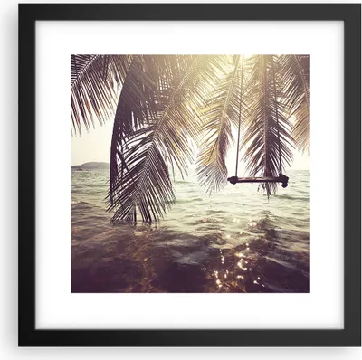 Produktbild von Gerahmtes Poster - Schwarzer Rahmen - Meer Palme Wasser - 30x30 cm - Wand Bild - Wanddeko - Wandbilder - Kunstposter - Wandposter - Bilderrahmen - Bilder - Kunstdruck - Wandbild - P2BAC30x30-3634