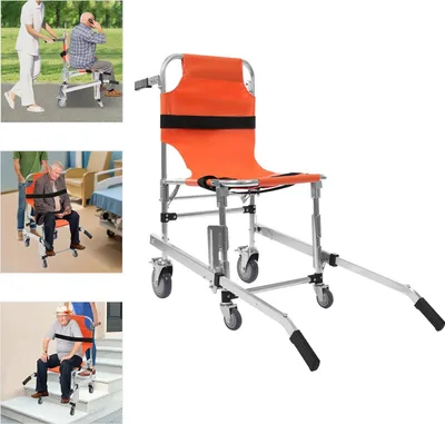 Produktbild von Treppen-Evakuierungsstuhl, medizinischer EMS-Transportstuhl, 4 Räder, sichere und zuverlässige Tragfähigkeit, gelb