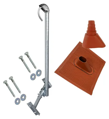 Produktbild von PremiumX BASIC X120-48F Dachsparrenhalter 120cm Mast Kappe Ziegel rot