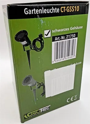 Produktbild von ChiliTec 21750 Gartenleuchte "CT-GS10", schwarz 230V, 1,5m Kabel+Erdspieß, GU10 Fassung