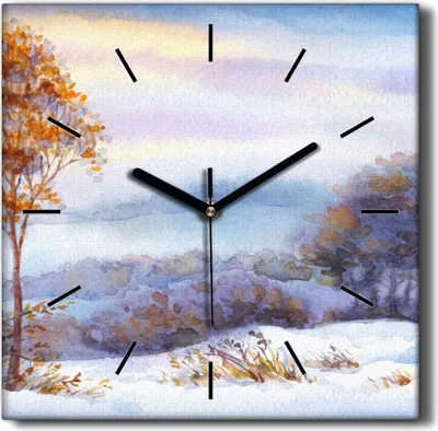 Produktbild von Coloray Hodiny Unikátní 30x30 cm  Tiché hodiny Pro obývací pokoj a kuchyň Nástěnné hodiny Plátno Černé ručičky hodin - Malování zimního stromu