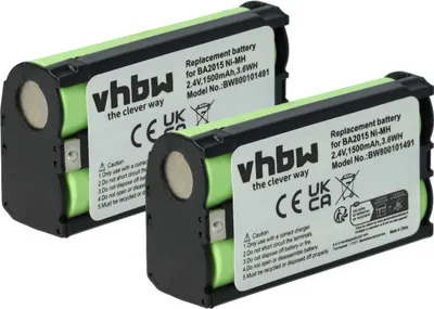 Produktbild von vhbw 2x Akku Ersatz für Sennheiser BA2015, BA-2015 für Mikrofon (1500 mAh, 2,4 V, NiMH)