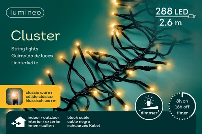 Produktbild von Kaemingk Lumineo Cluster Lichterkette 288 LED klassisch warm außen 2,6 m schwarz