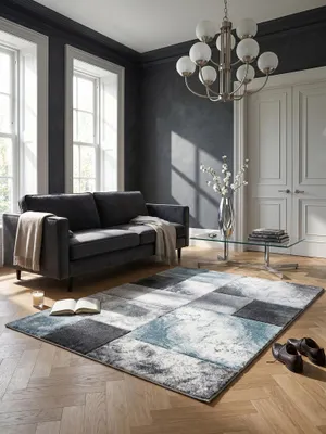 Teppich Blue rechteckig im Wohnzimmer Einrichtungsidee