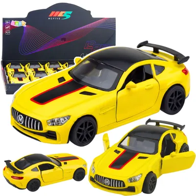Zdjęcie produktu dla Metalowe otwierane drzwi samochodu sportowego Świecą na żółto 1:32