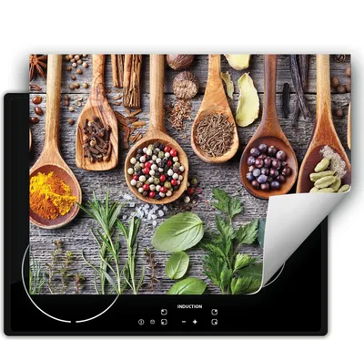 Produktbild von DarHaus Herdabdeckplatte 70x52 cm Anti Rutsch Matte Aufrollbar, Gewürze - Holz