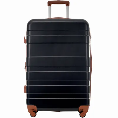 Produktbild von Flieks Trolleys Reisekoffer Erweiterbar, Hartschalenkoffer Handgepäck Koffer mit Zahlenschloss, Geschäftsreisekoffer, XL: 78x52x30 cm, Schwarz