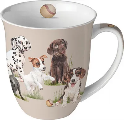 Produktbild von Tasse 10cm Porzellan mit Hunde Motiv Braun