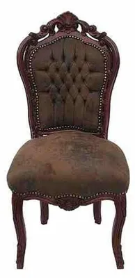 Produktbild von Casa Padrino Barock Esszimmer Stuhl Braun / Braun Lederoptik