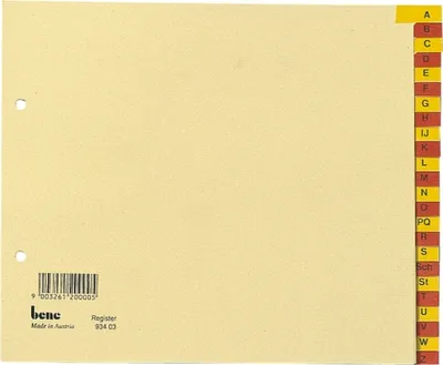 Produktbild von Register A4 Karton A-Z 24-teilig chamois Packung mit 10 Stück