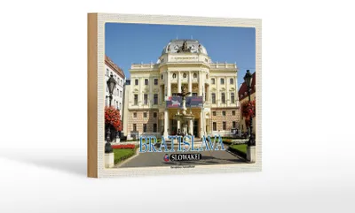 Produktbild von Holzschild Reise 18x12 cm Bratislava Slowakei Slowakisches Theater