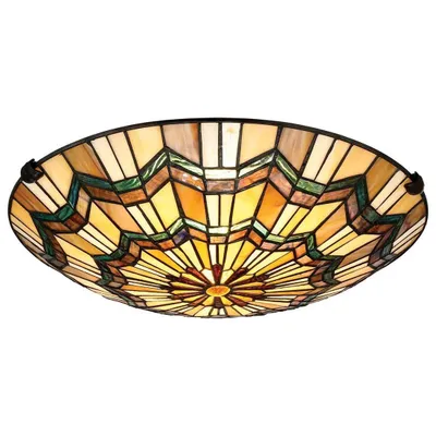 Zdjęcie produktu dla Plafon okrągły Alcott multikolor 2xE27x60W szkło witrażowe wym:13,5x42,1x42,1cm IP20 Quoizel