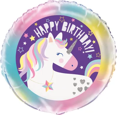 Produktbild von Einhorn-Geburtstagsballon bunt 45 cm - Einheitsgröße