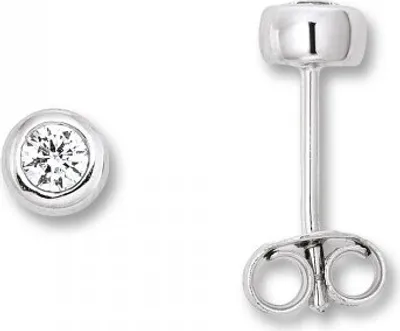 Produktbild von Ohrstecker Zarge O 3,0 mm Zirkonia 925/- Silber rhodiniert