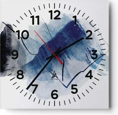 Produktbild von Wanduhr - Quadrat - Glasuhr - Blau Schwarz Abstraktion - 30x30cm - Schleichendes Uhrwerk - Lautlos - zum Aufhängen bereit - Dekoration Modern - Wanddekoration aus Glas - C4AC30x30-5058