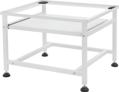 Obrázek produktu pro Podstavec pod pračku ML-Design s výsuvnou zásuvkou, bílý, 62,5 x 50,1 x 40,5 cm, ocel, nosnost až 150 kg. Vhodný jako podstavec pod pračku, sušičku nebo jako spodní skříňka