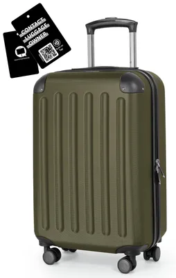Produktbild von Hauptstadtkoffer Spree - leichter Bordkoffer + Digitaler Namensschild / Gepäckanhänger - Flugzeug Trolley für alle Airlines 55x35x20 cm - 2,3 kg - 33L,Avocado