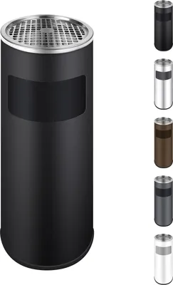 Produktbild von WELLGRO 2 in 1 Standaschenbecher Edelstahl für draußen – Wetterfester Standascher mit Mülleimer & Abfalleimer, großer Aschenbecher für Außenbereich, Terrasse, Eingang & Gewerbe