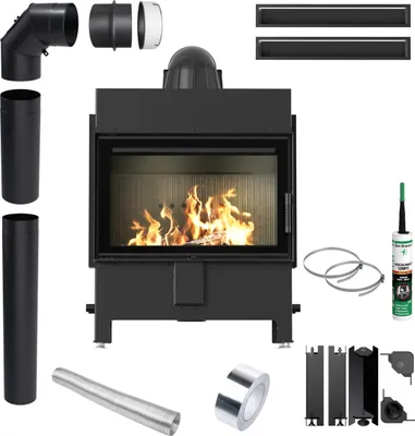 Immagine prodotto di KRATKI LUCY 14 kW Ø200 NERO Inserto per caminetto Kit di installazione