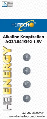 Produktbild von Knopfzellen "Alkaline" 4er-Pack AG3/LR41