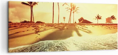 Produktbild von Bild auf Leinwand - Leinwandbild - Strand Meer Palme - 120x50cm - Wand Bild - Wanddeko - Wandbilder - Leinwanddruck - Bilder - Kunstdruck - Wanddekoration - Leinwand bilder - Wandkunst - AB120x50-3609